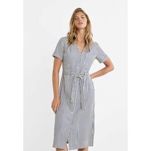 Stradivarius dress size S OLD MONEY striped button down blue white MINT